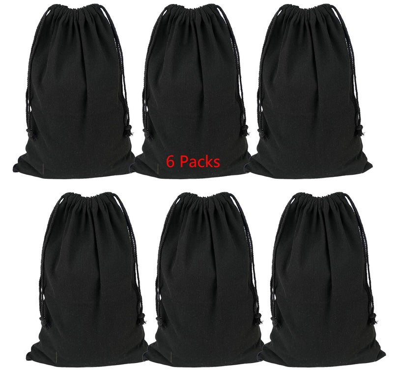 Lanyani 6 Packs Bank Coin Money Cash Bag Sacks, 12" x 17" Canvas Deposit Change Transit Bags with Drawstring, Heavy Duty, Black - Image 4